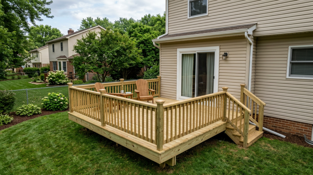 Basic pressure treated wood deck in Johnson City Tennessee