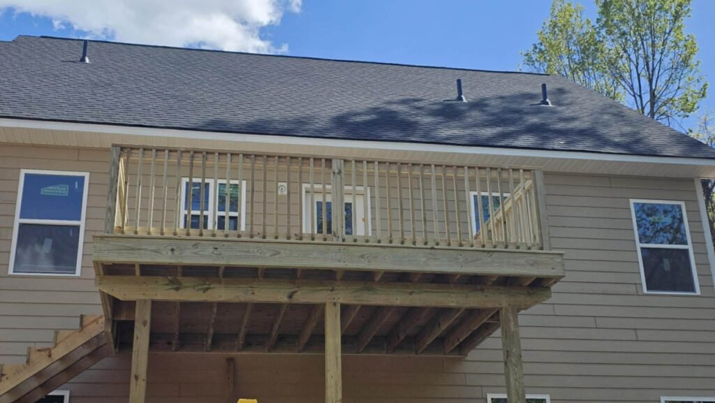 Pressure treated wood deck installation